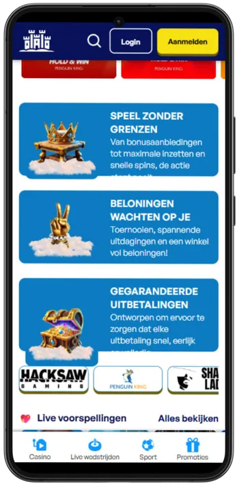 SkyHills Aanmeldknop
